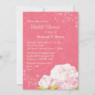 Blush Peony Coral Pink Bridal Shower Invitation