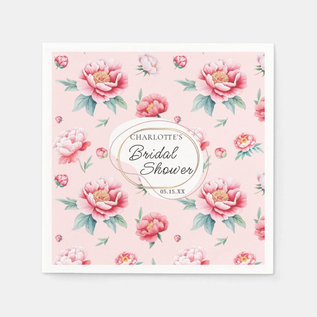 Blush Peony Custom Name Napkins (Front)