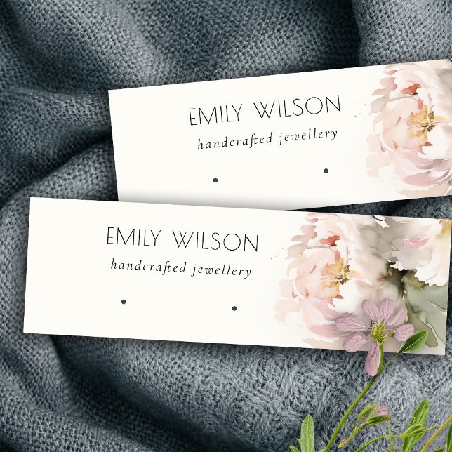 Blush Peony Floral Earring Hoop Loop Stud Display Mini Business Card (Creator Uploaded)