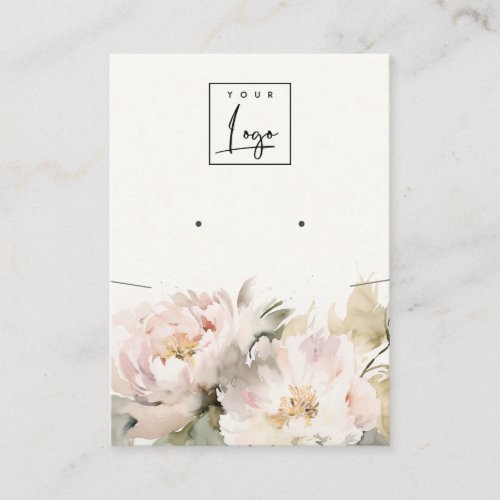 Blush Peony Floral Necklace Earring Logo Display Business Card