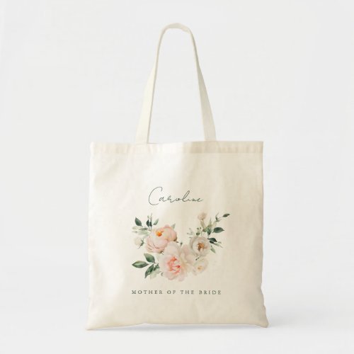 Blush Peony Floral Watercolor Mother of the Bride Tote Bag