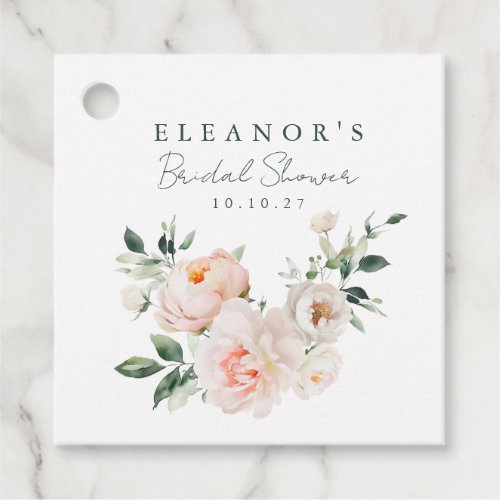Blush Peony Floral Watercolor Pink Bridal Shower Favor Tags