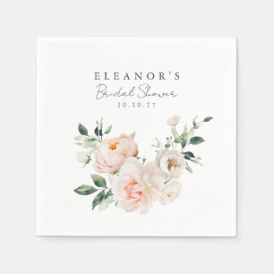Blush Peony Floral Watercolor Pink Bridal Shower Napkins