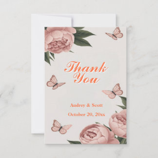 Blush Peony Personalized wedding Thank You Card
