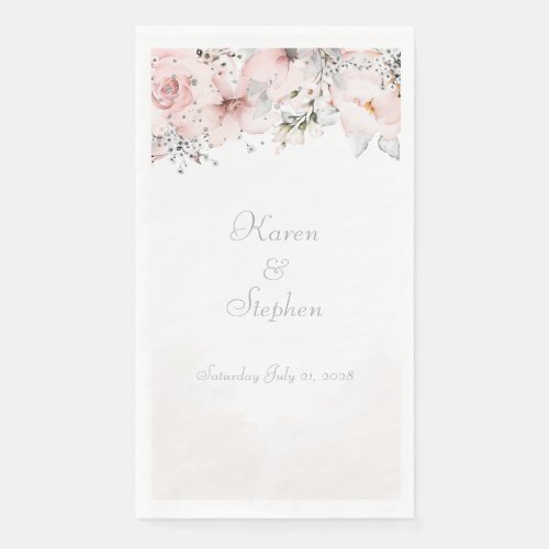 Blush Peony Silver Eucalyptus Wedding  Paper Guest Paper Guest Towels