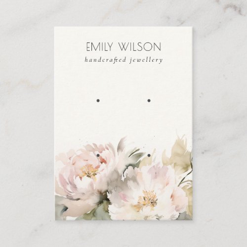 Blush Peony Watercolor Floral 2 Earring Display Business Card