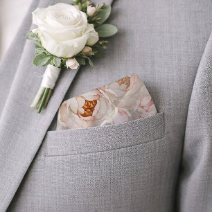 Blush Peony Wedding Pocket Square for Groom Bandana