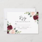 Blush Perfection: Burgundy Blush Floral Watercolor RSVP Card (Front)