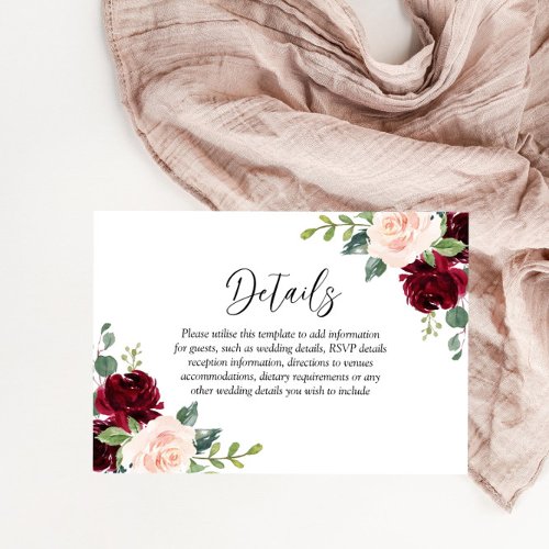 Blush Perfection Watercolor Floral Wedding Enclosure Card
