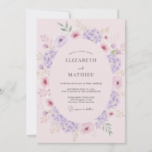 Blush Periwinkle Bloom Wedding Invitation