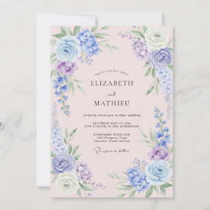 Blush Periwinkle Petal Wedding Invitation