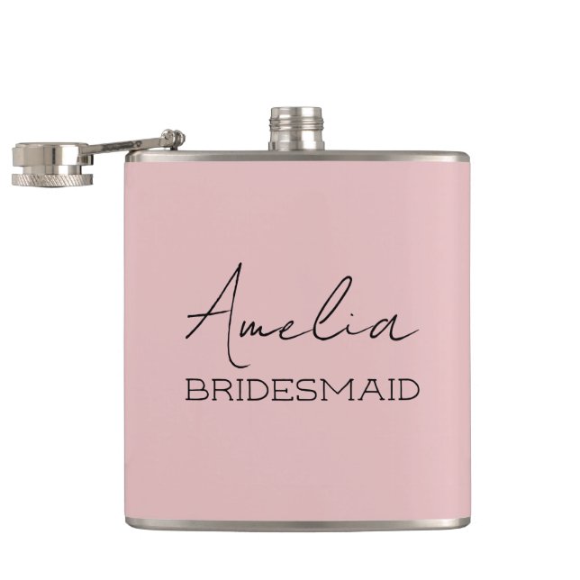 Blush Personalized Bridesmaid Flask (Opened)