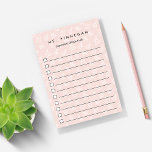 Blush | Personalized Science Teacher To-Do List Post-it Notes<br><div class="desc">Wow your child's favorite teacher at the holidays or teacher appreciation week with these cool personalized to-do list notes featuring a science themed pattern of microscopes, beakers, atoms, and books on a pastel blush pink background. Personalize with your science teacher's name and an additional line of custom text (shown with...</div>