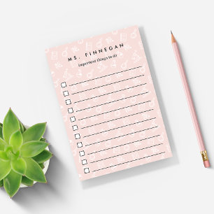 Blush Personalized Science Teacher To-Do List Post-it Notes