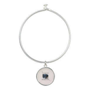Blush Pet Photo Design with Paw Prints Bangle Bracelet