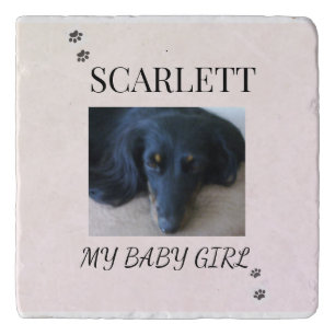 Blush Pet Photo Design with Paw Prints Trivet