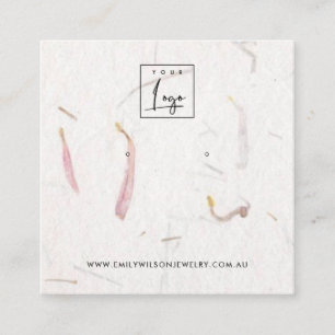 BLUSH PETAL HANDMADE PAPER STUD EARRING DISPLAY SQUARE BUSINESS CARD