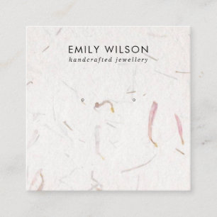 BLUSH PETAL HANDMADE PAPER STUD EARRING DISPLAY SQUARE BUSINESS CARD
