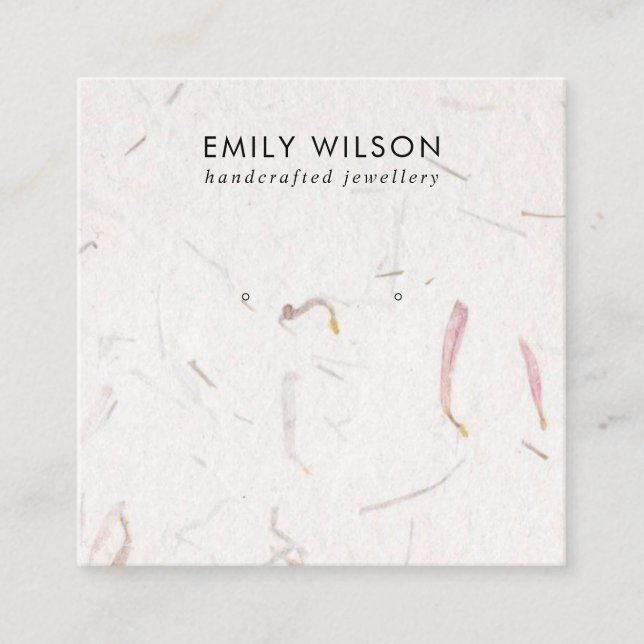 BLUSH PETAL HANDMADE PAPER STUD EARRING DISPLAY SQUARE BUSINESS CARD (Front)