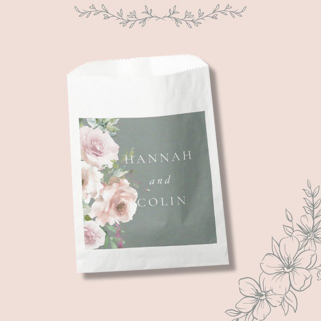 Blush Petals & Sage Succulents Minimal Botanical Favor Bag (Creator Uploaded)