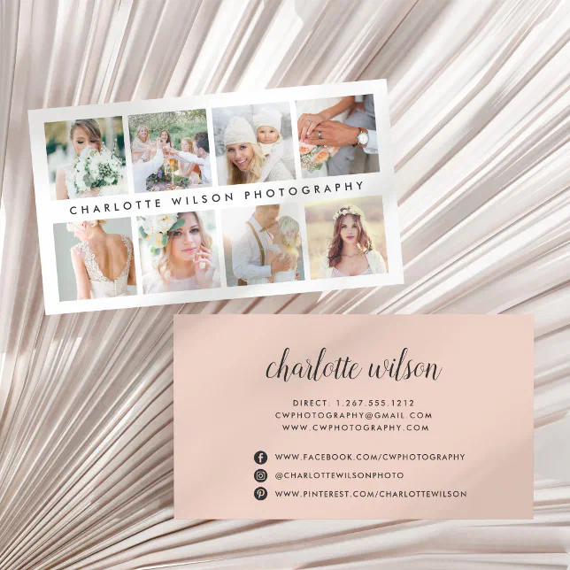 Blush Photo Collage | Photographer Business Card | Zazzle