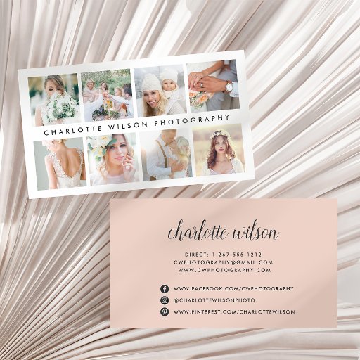 Customizable Blush Photo Collage | Photographer Business Card