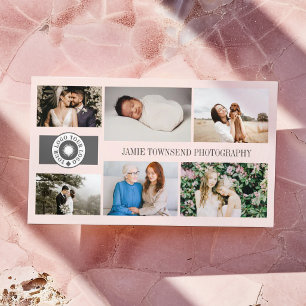Blush Photo Collage Professional Photographer Logo Business Card