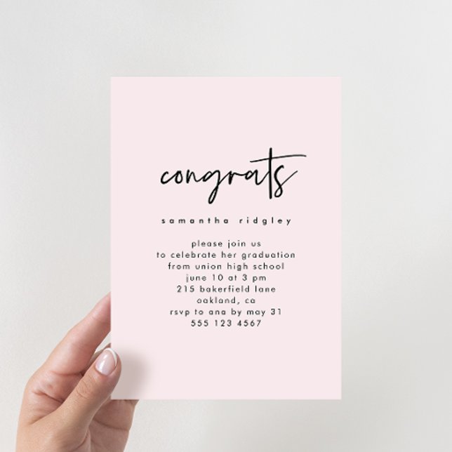 Blush Photo Graduation Party with Typography Invitation (Creator Uploaded)