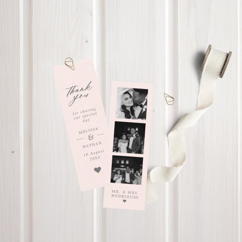 Blush Photo Strip Wedding Thank You Mini Bookmark  Calling Card