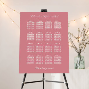 Blush Pink 16 Table Wedding Seating Chart Foam Board