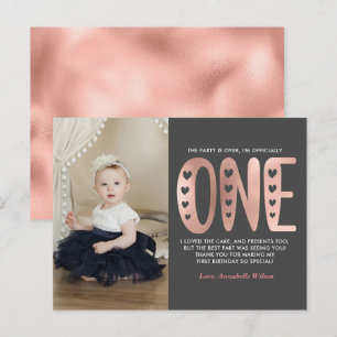 Blush Pink 1st Birthday Thank You Postcard