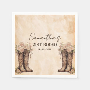 Blush pink 21st rodeo western birthday party napkins