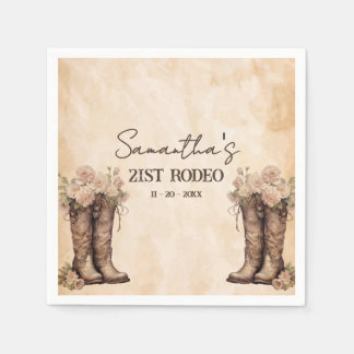 Blush pink 21st rodeo western birthday party napkins