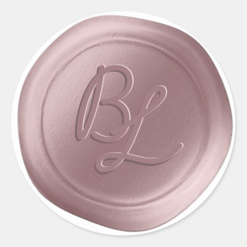 Blush Pink 2 Letter Monogram Wax Seal Stickers