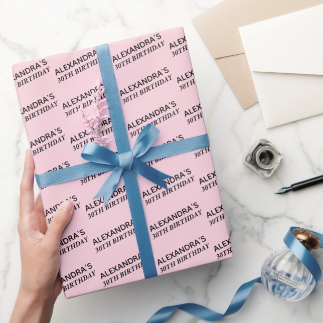 Blush Pink 30th Birthday Personalized Wrapping Paper (Gifting)
