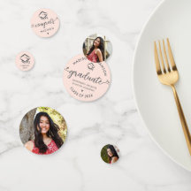 Blush Pink 3 Photo Graduation Modern Script Cap