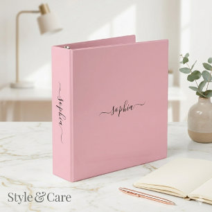 Blush Pink 3 ring binder with Customizable Name