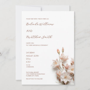 Blush Pink 3D Floral Modern Invitation