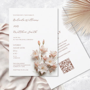 Blush Pink 3D Floral Modern Invitation