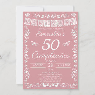 Blush Pink 50 Cumpleaños Birthday Party Invitation