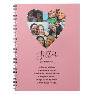 Blush Pink 5 Photo Heart Sister Definition Notebook