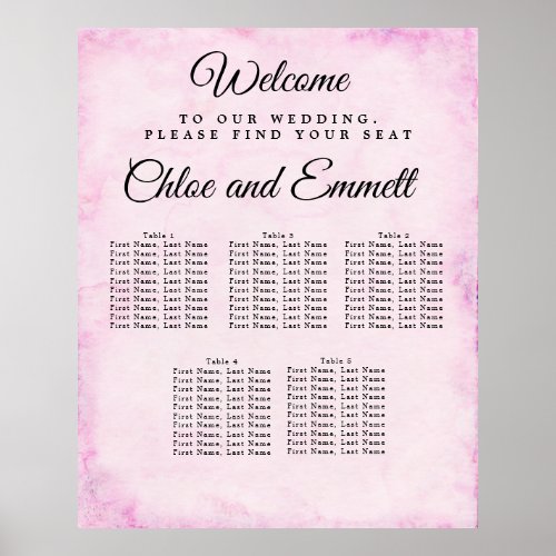 Blush Pink 5_Table Wedding Seating Char Poster