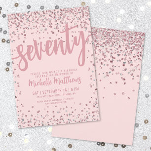 Blush Pink 70th Birthday Invitation