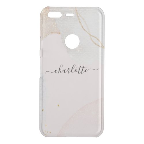 Blush pink abstract art elegant script name uncommon google pixel case