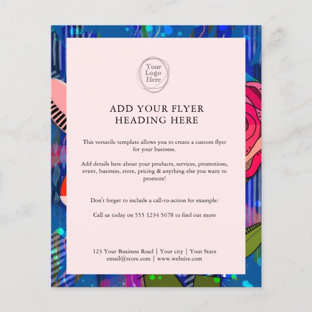 Blush pink abstract modern floral flyer (Front)