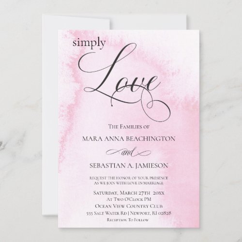  Blush Pink Abstract Watercolor Modern Wedding Invitation