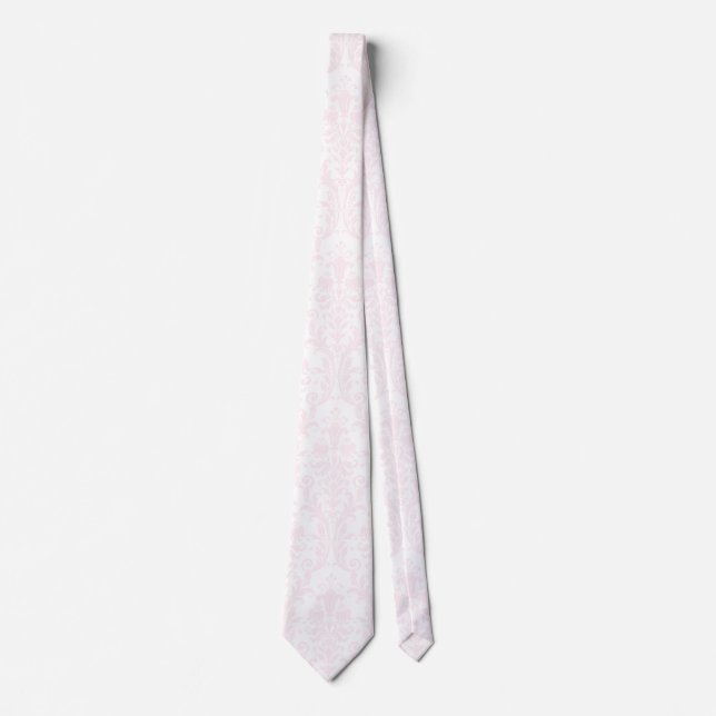 Blush Pink Acanthus Floral Damask Wedding Neck Tie (Front)