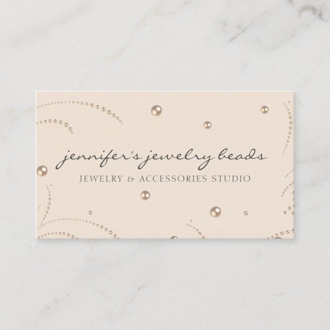 Blush Pink Accessories Pearl Elegant Jewelry Business Card