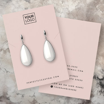 Blush pink add logo necklace earring display card