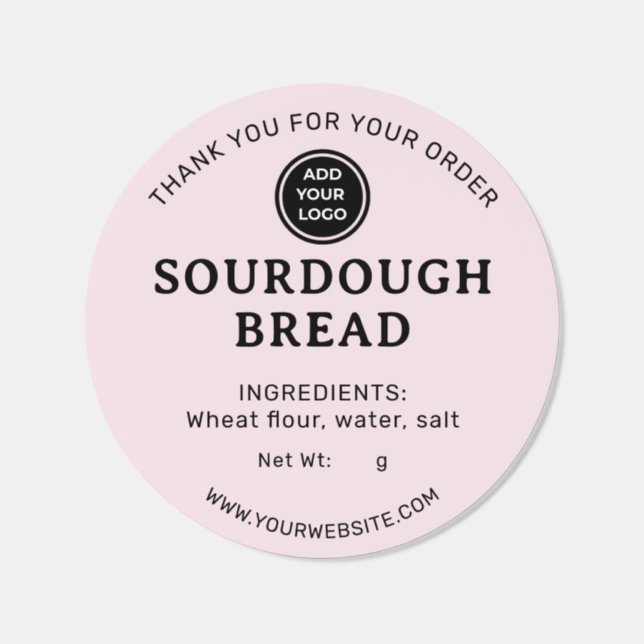 Blush Pink Add Logo Sourdough Bread Sticker (Single)